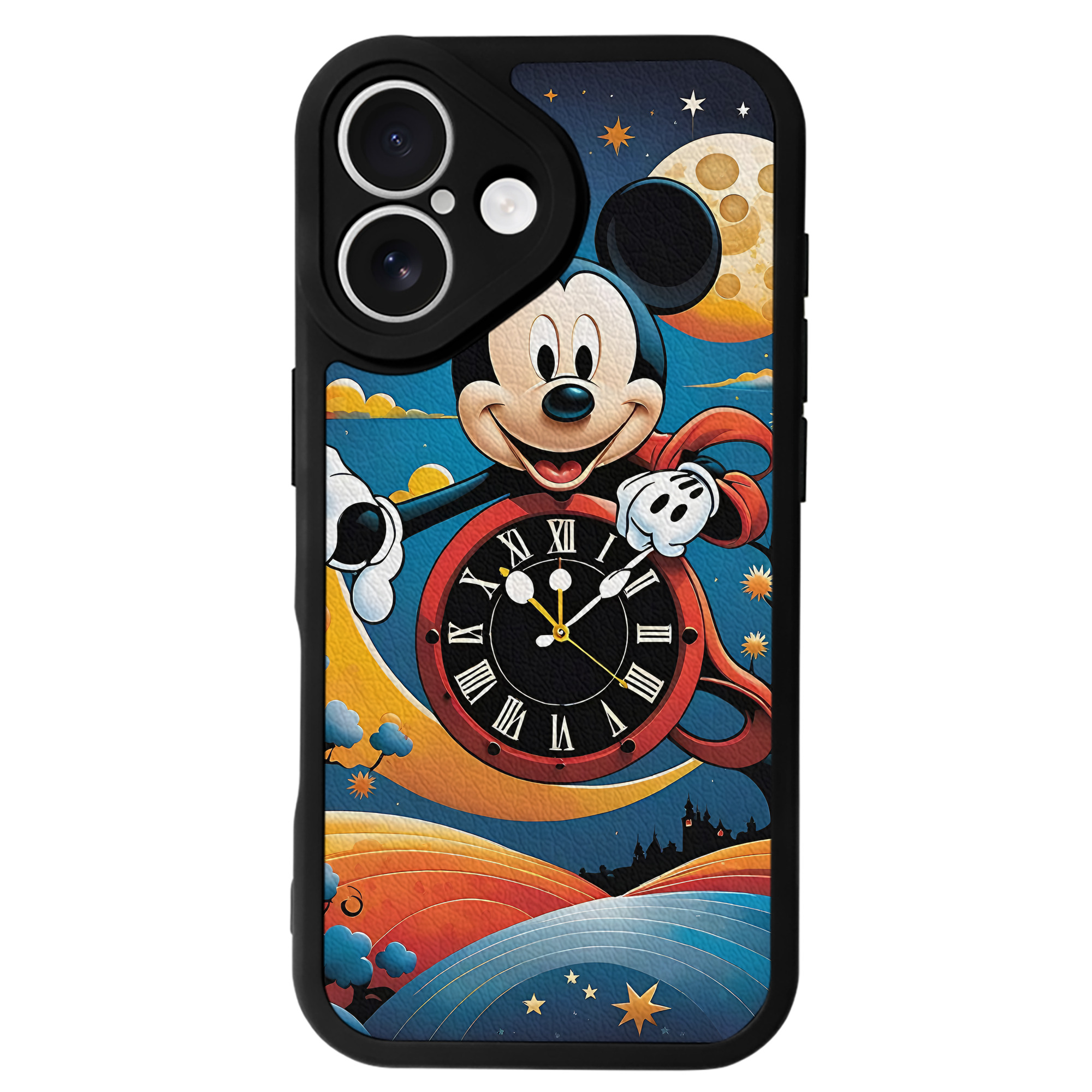 （画像用） ミッキーマウス Mickey Mouse 【iPhone 16シリーズ対応】シリコンスマホケース（レザー調） 材質：シリコン